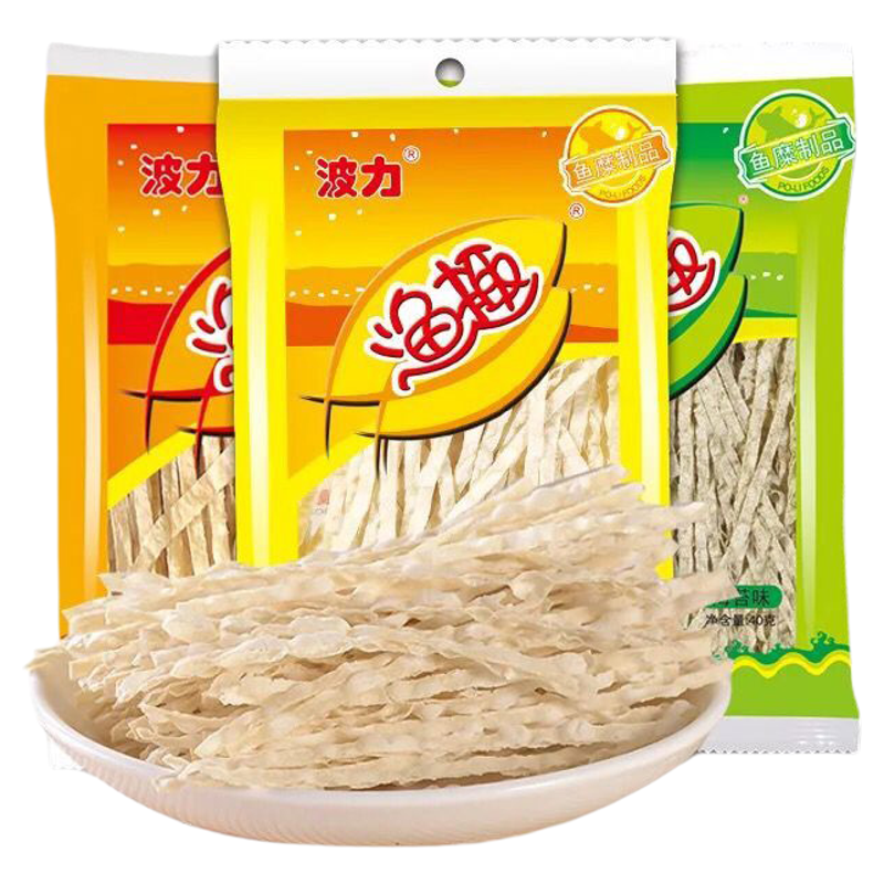 波力渔趣40g袋装整箱原味海苔辣海鲜零食 鱼柳条干丝