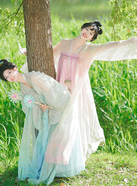 八十一罗汉唐制汉服一片式印花对襟齐胸襦裙女汉服春夏季日常套装