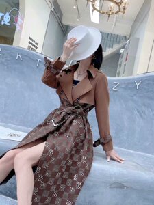 现货 今年流行风衣2021秋季新款中长款外套气质女神范英伦风图片