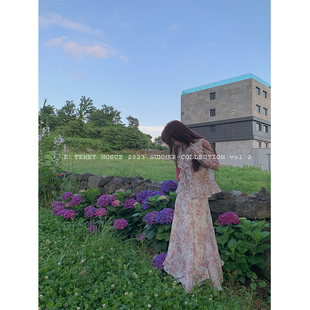 temet 温柔时髦洋气碎花套装 nosce 限量雪纺透气法式 裙 原创