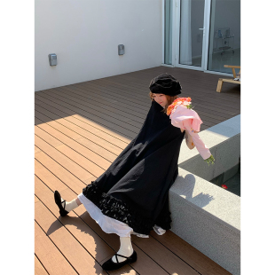 秋冬黑色打底内搭裙子 super百搭褶褶背心裙 k：temet nosce.