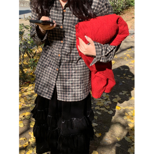 精致松弛质朴厚重感纯棉vintage温暖格子衬衫 nosce temet