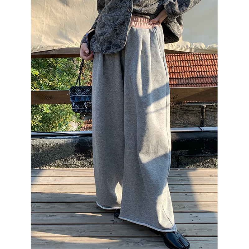 小众拼色设计春秋宽松卫裤阔腿裤
