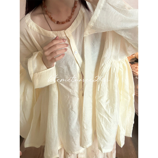 淡黄水波纹肌理发光两穿天丝罩衫 nosce春夏推荐 原创小众 temet