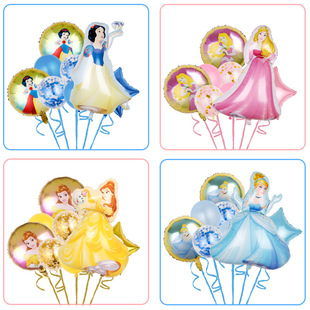 公主派对铝膜气球贝儿白雪睡美人灰姑娘生日派对装饰背景墙女六一