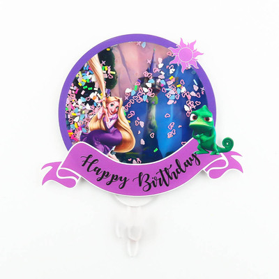 长发公主蛋糕插牌蛋糕装饰