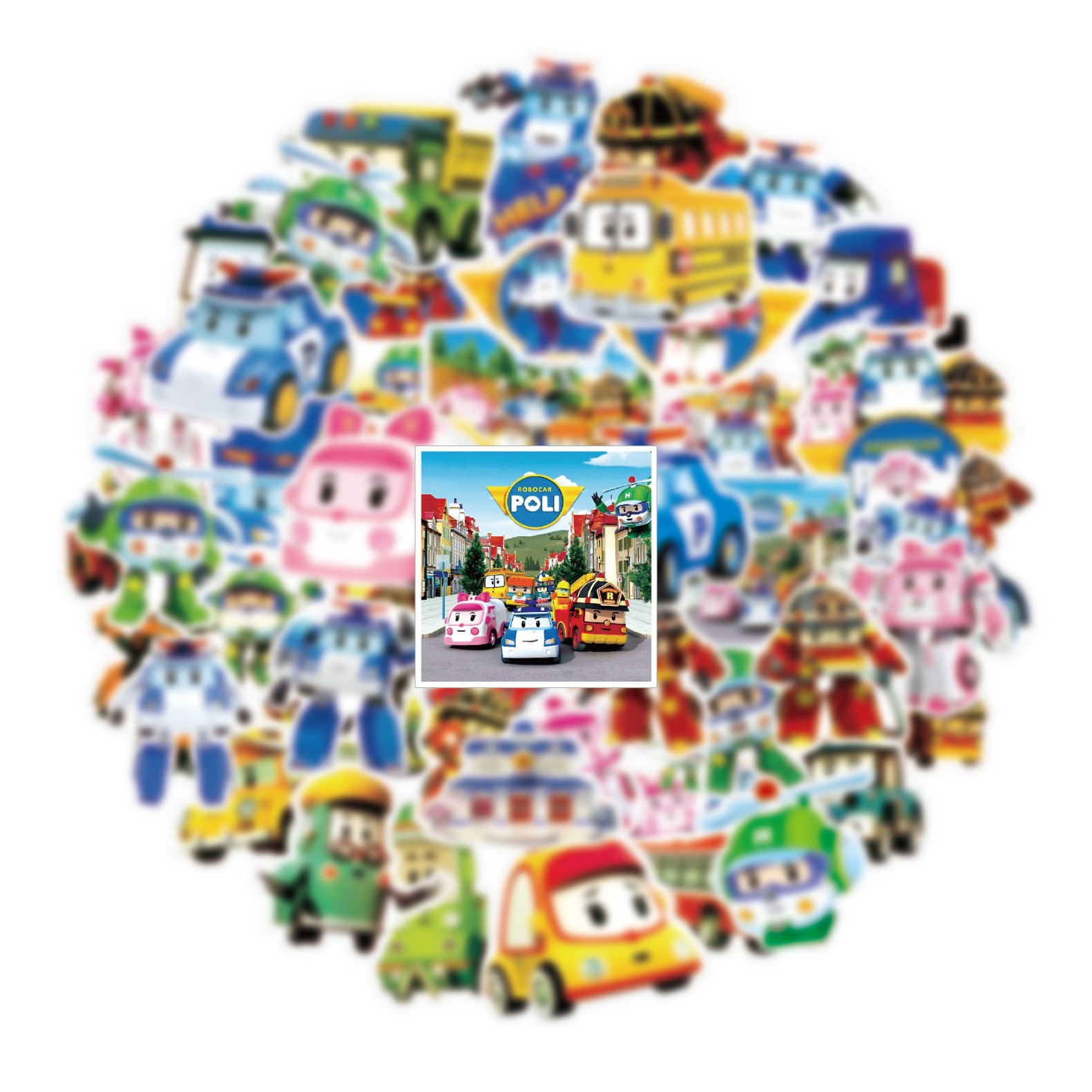 珀利变形汽车贴纸生日派对礼品电脑滑板水杯贴纸