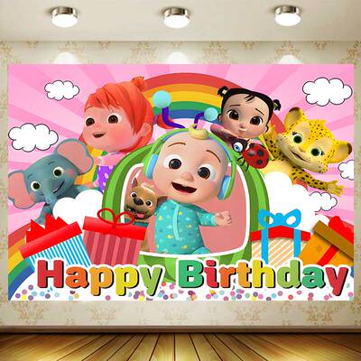 cocomelon背景布周岁派对装饰