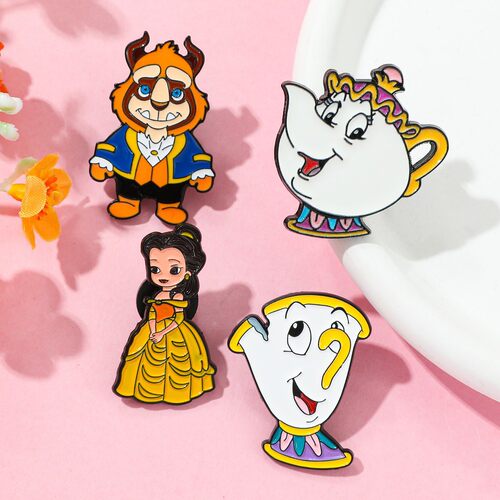 美女与野兽胸章老爷钟葛士华金属徽章生日派对班级小礼品阿齐Chip