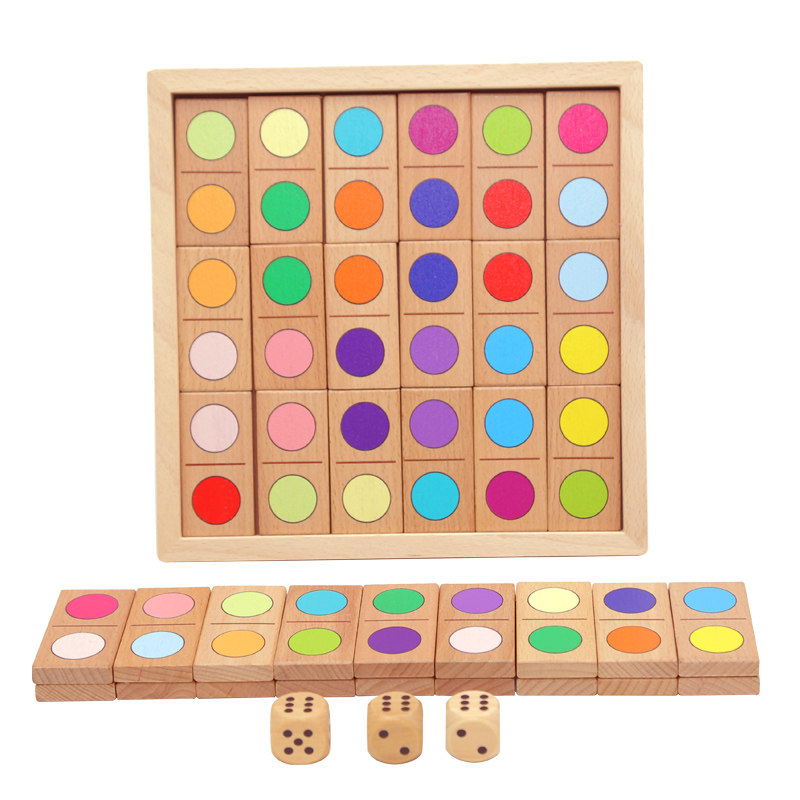 颜色接龙图形接龙游戏提高专注观察力数学能力全脑开发认颜色榉木