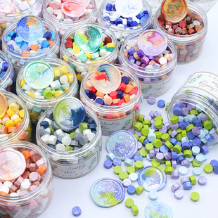 八边复古混色火漆印章 DIY手账婚礼信封封印文创用品大瓶混色蜡粒