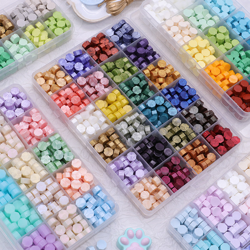 火漆蜡粒24格密封蜡手账蜡印八边形火漆印章格子蜡粒封口套装现货