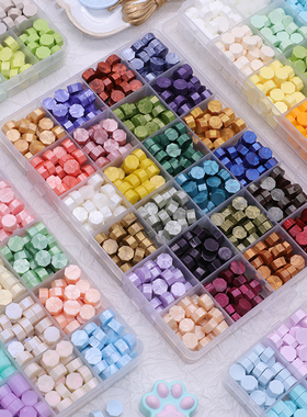 火漆蜡粒24格密封蜡手账蜡印八边形火漆印章格子蜡粒封口套装现货