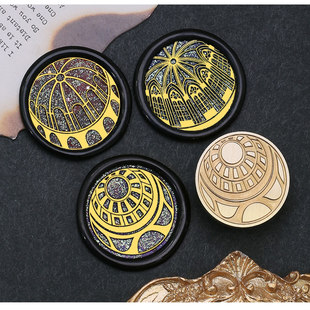 新品六月份系列跨境火漆印章头星盘圣堂摩天轮黄铜头信封封口原创