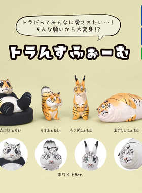 现货 日本TOMY多美 动物化妆成老虎 兔子熊猫海豹松鼠摆件 扭蛋
