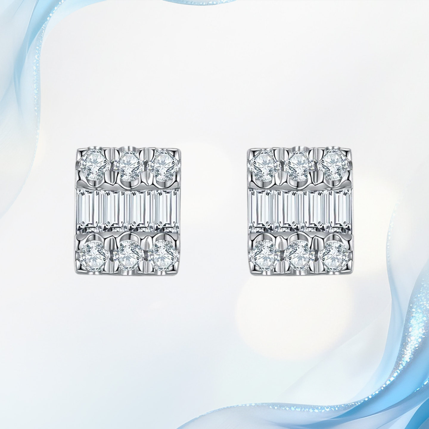 真诚珠宝 18K金天然钻石而是女真钻满钻冰糖款耳钉定制情人节礼物