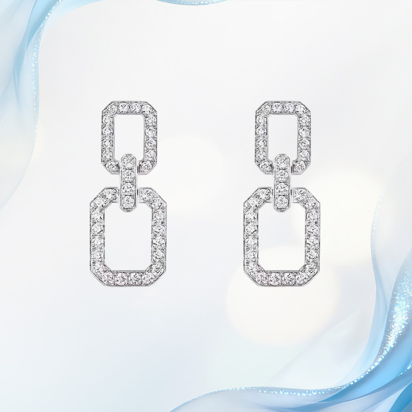 真诚珠宝 18K金天然钻石耳饰女真钻经典方扣款耳钉定制情人节礼物