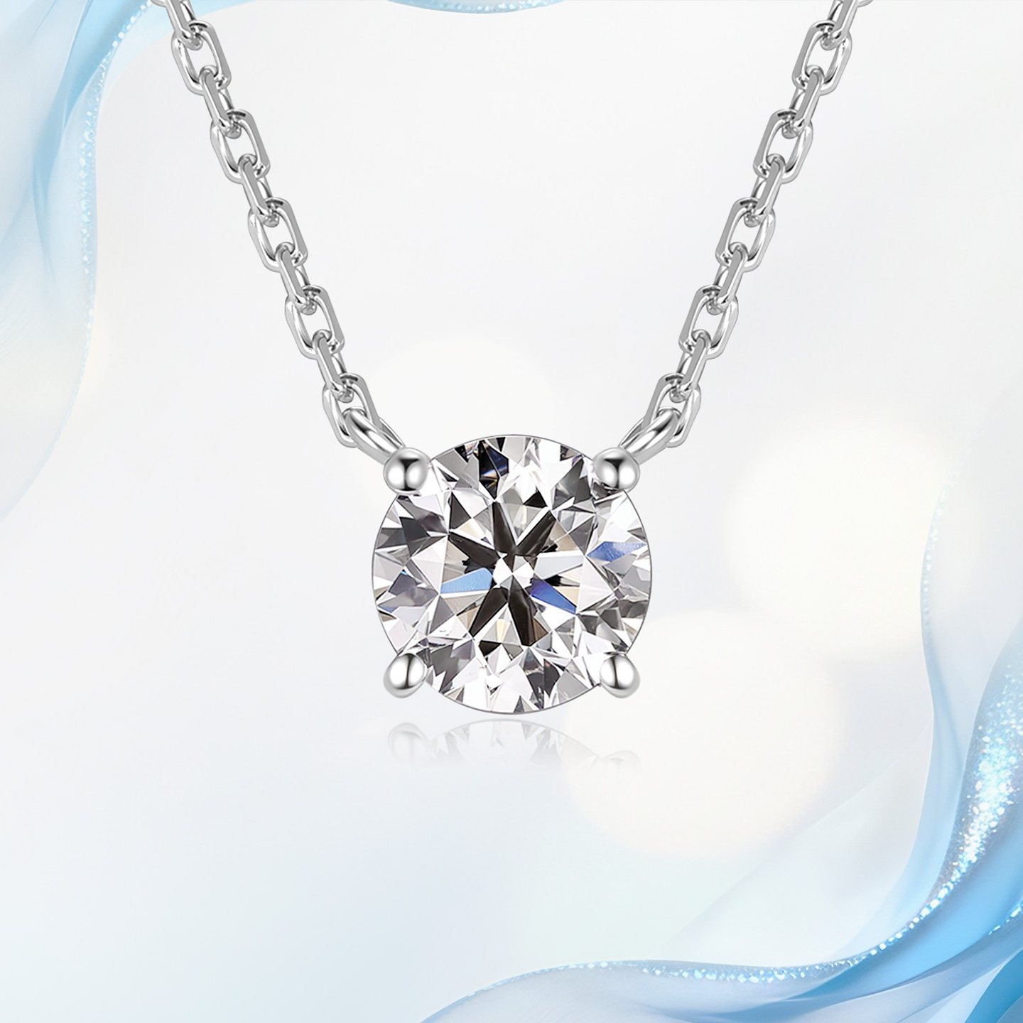 18K金天然钻石项链泡泡T家独钻气泡鼻屎锁骨链飞碟10分20分套链