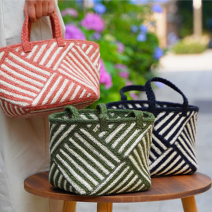 新品多色编织黄麻收纳筐衣服玩具收纳衣帽间手拎包通勤旅行便携包