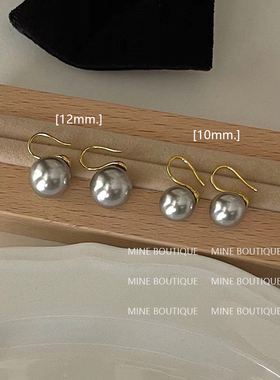 fever同款真多麻灰色高跟鞋珍珠耳环纯银耳钉2023新款潮洋气耳钩