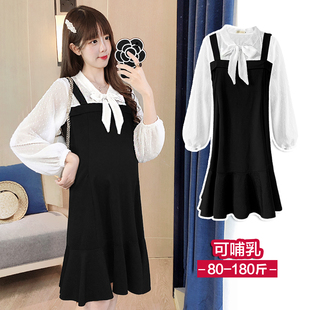 连衣裙秋季 孕妇装 哺乳上衣早秋裙子孕妈高级穿搭套装 秋装 2025新款