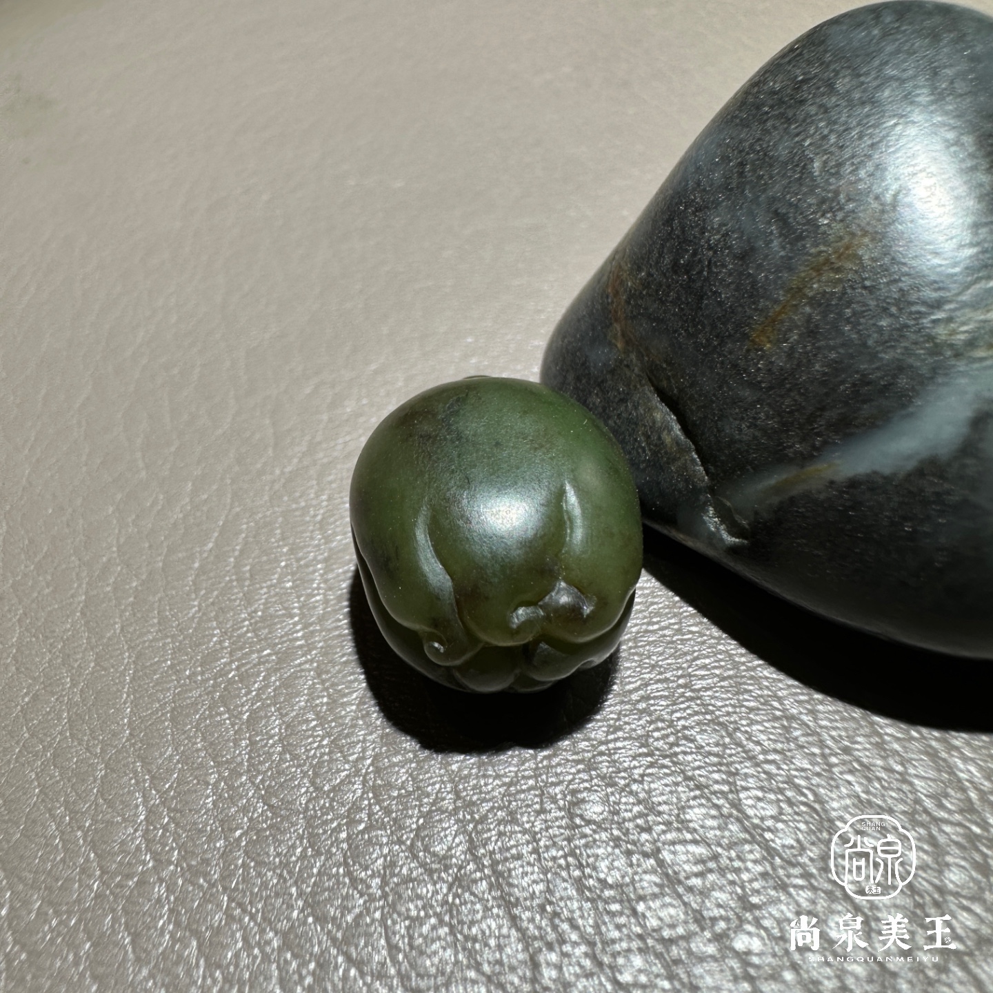 尚泉美玉佛手瓜挂件新疆和田玉籽料碧玉通孔吊坠手工雕刻精品配饰