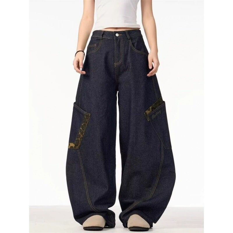 美式复古弯刀牛仔裤女2026春季新款高腰百搭显瘦休闲宽松阔腿裤子