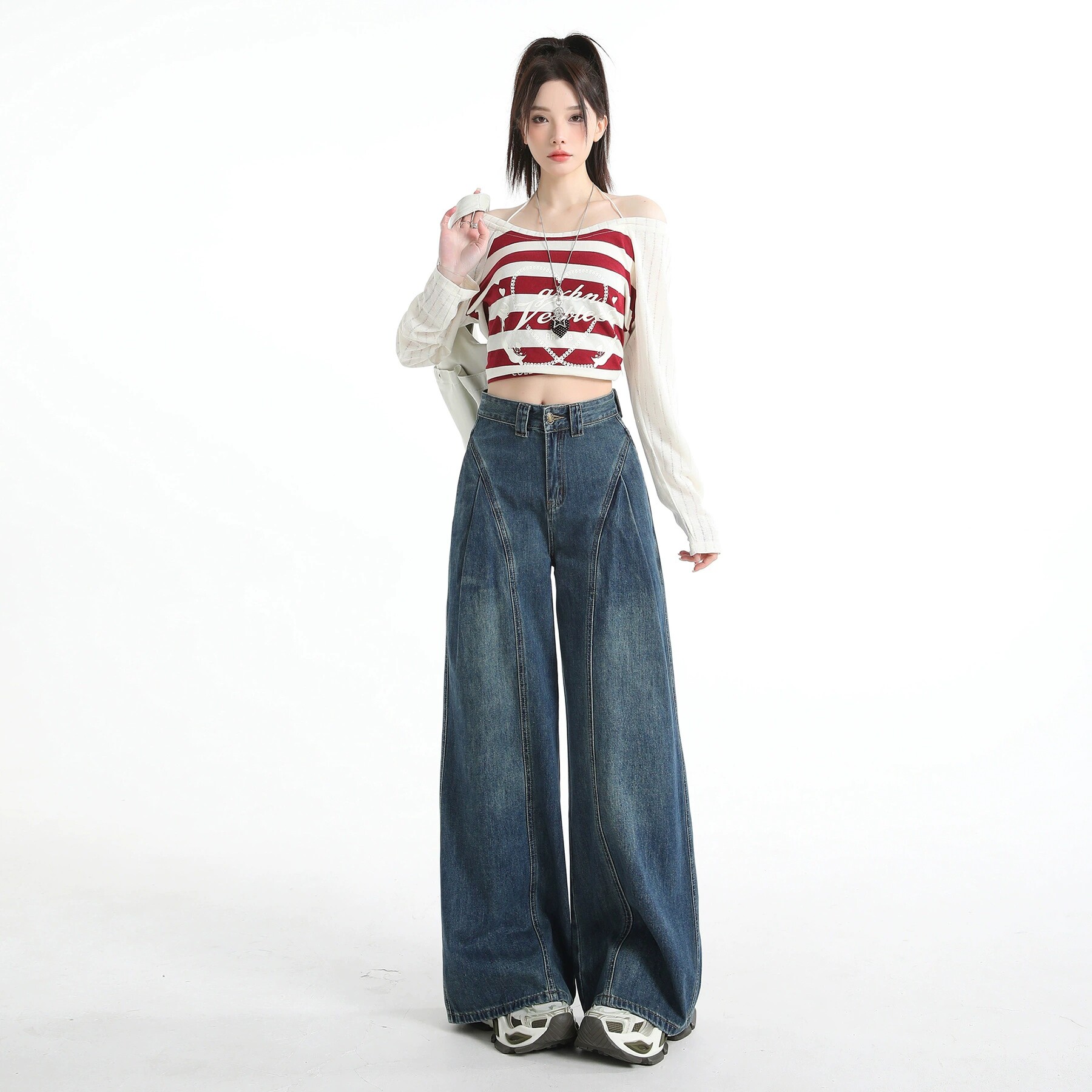 美式阔腿牛仔裤女2026新款春夏季高腰宽松梨型显瘦垂感拖地直筒裤