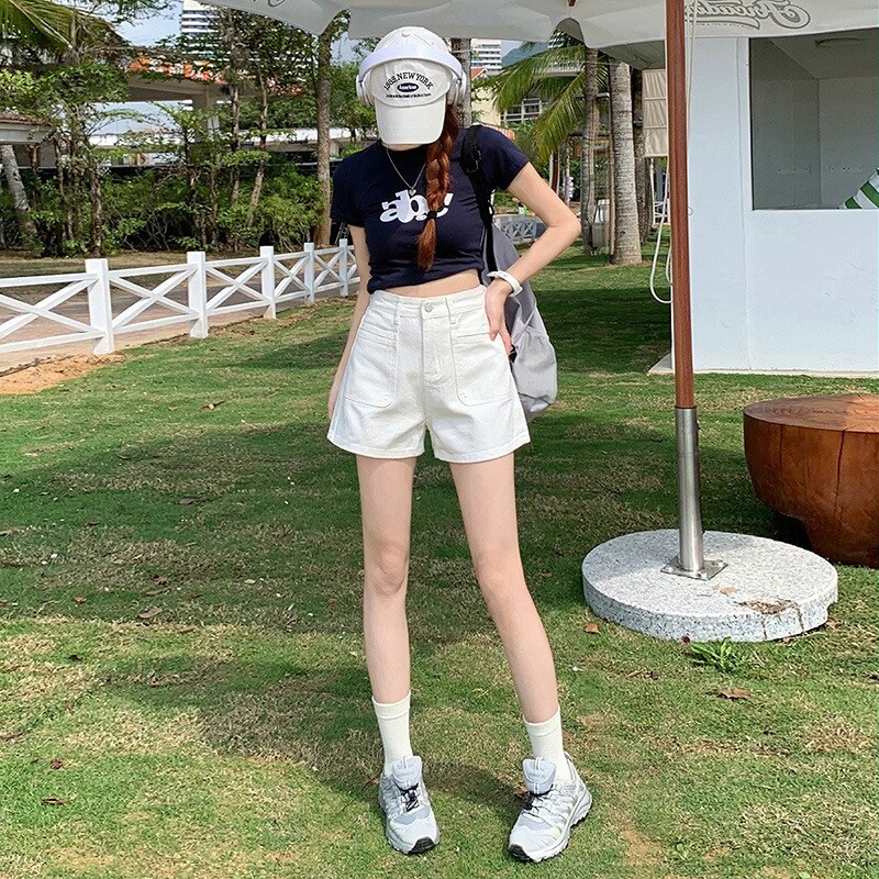 牛仔短裤女2026年夏季新款高腰显瘦宽松夏天小个子阔腿a字热裤子