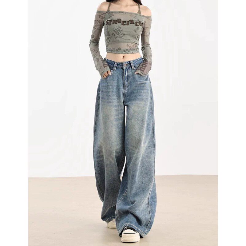 美式复古阔腿牛仔裤女2026年春季新款宽松百搭高腰显瘦休闲直筒裤