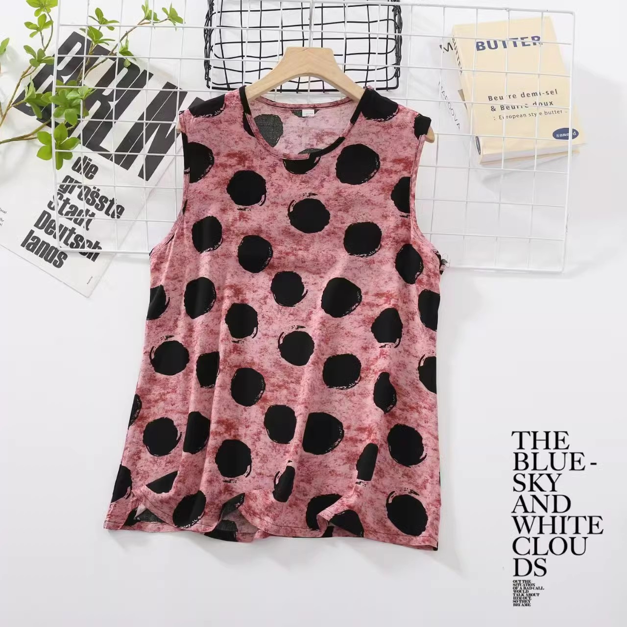 无品牌人造棉碎花背心休闲家居服