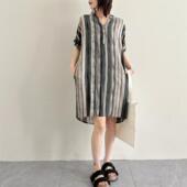 薄款 2025夏装 人造棉宽松显瘦碎花棉绸连衣裙女沙滩裙海边度假短袖