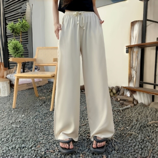 女士薄款 人造棉直筒阔腿裤 斜纹棉绸休闲裤 宽松大码 时尚 2026年夏季