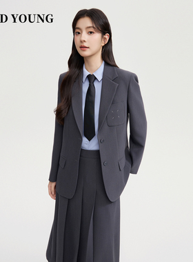 GOOD YOUNG灰色女西装高级感职场通勤正装2025春秋新款职业面试