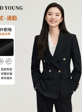 GOOD YOUNG黑色西装套装女通勤面试教资正装面试职业气质西装女