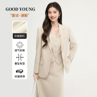 GOOD YOUNG西装春夏套装女教资考公面试职业正装通勤西服外套上衣