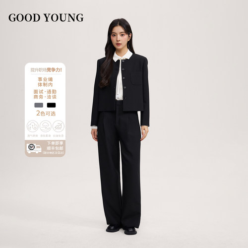 GOODYOUNG圆领短款黑色西装