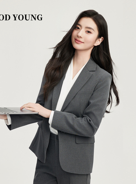 GOOD YOUNG灰色西装套装女考研复试面试正装小个子上班职场女士