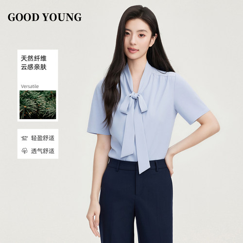 抗皱氧气短袖衬衫通勤小个子