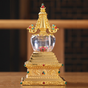 水晶菩提塔舍利塔供具家用供奉用品可打开舍利子透明摆件礼盒