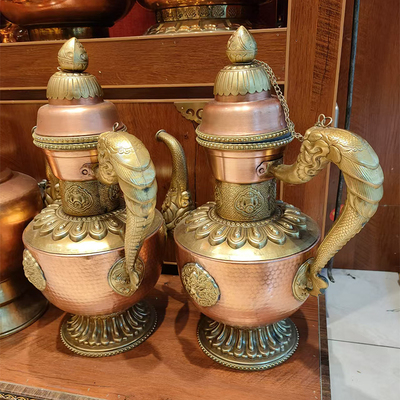 藏式手工铜贲巴壶奔巴文巴壶家居摆件民族风复古装饰八吉祥摆件