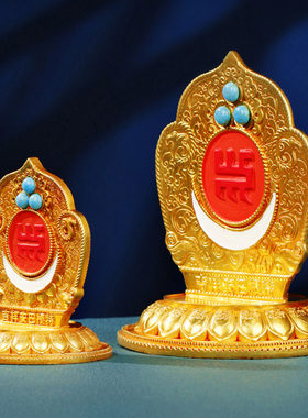 藏式尼泊尔吉祥安巴根特铜鎏金工艺文殊师利摆件供佛装饰三寸五寸