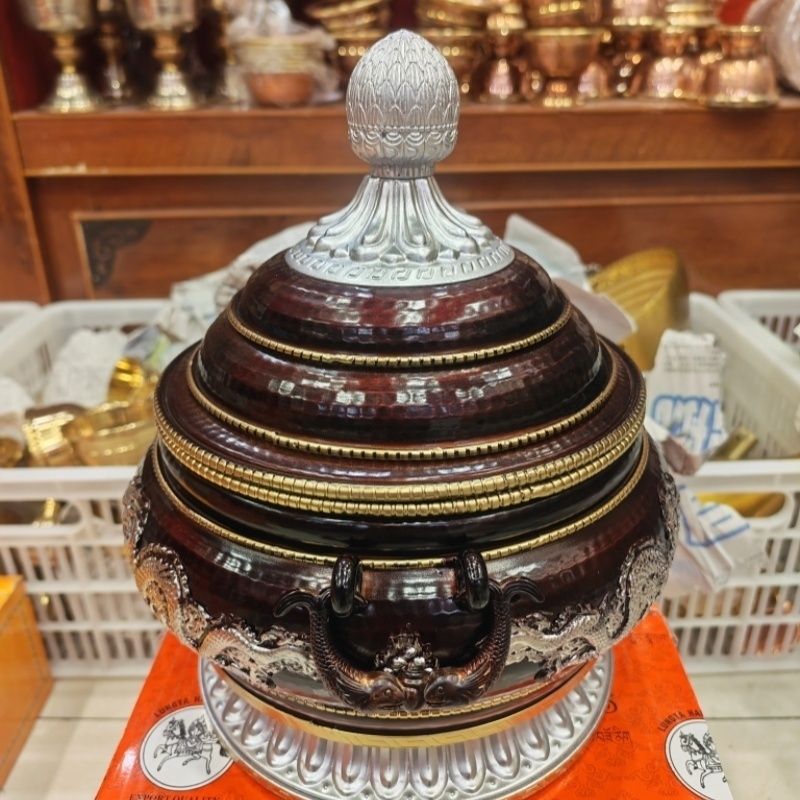 新品藏式糌粑盒民族风龙纹储物罐果盘装饰家居摆件(合金材质)858