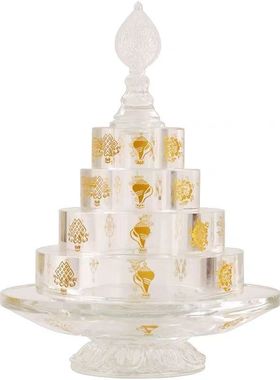 藏式曼扎曼扎盘新款插电水晶合金尼泊尔菩提曼茶吉祥家用雕花摆件