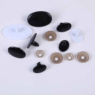 勾线娃娃眼睛玩偶diy眼珠配件椭圆形螺旋杆黑白色卡通眼睛