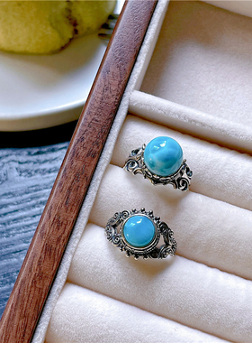 男女通用海纹石复古做旧戒指