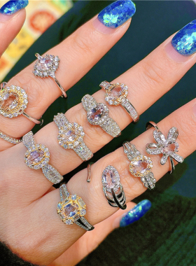 摩根石戒指ninisn女纯银