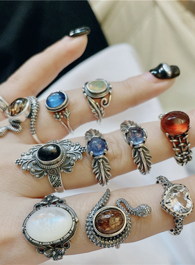 男女通用天然彩宝巴厘岛风戒指