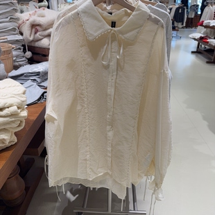 衬衫 ONE 纯棉娃娃领拉链长袖 春夏季 女宽松显瘦洋气上衣 MOMENT正品