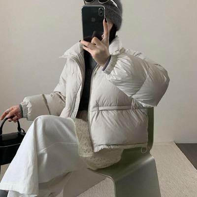 欧洲站2024冬短款立领羽绒服